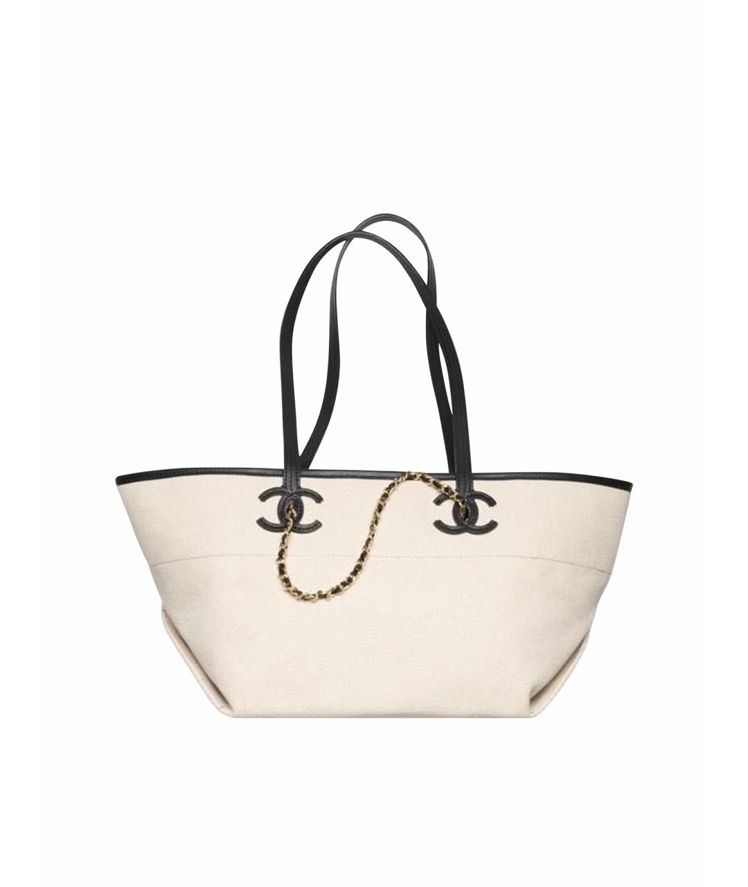 CHANEL Бежевая кожаная сумка с короткими ручками, фото 1