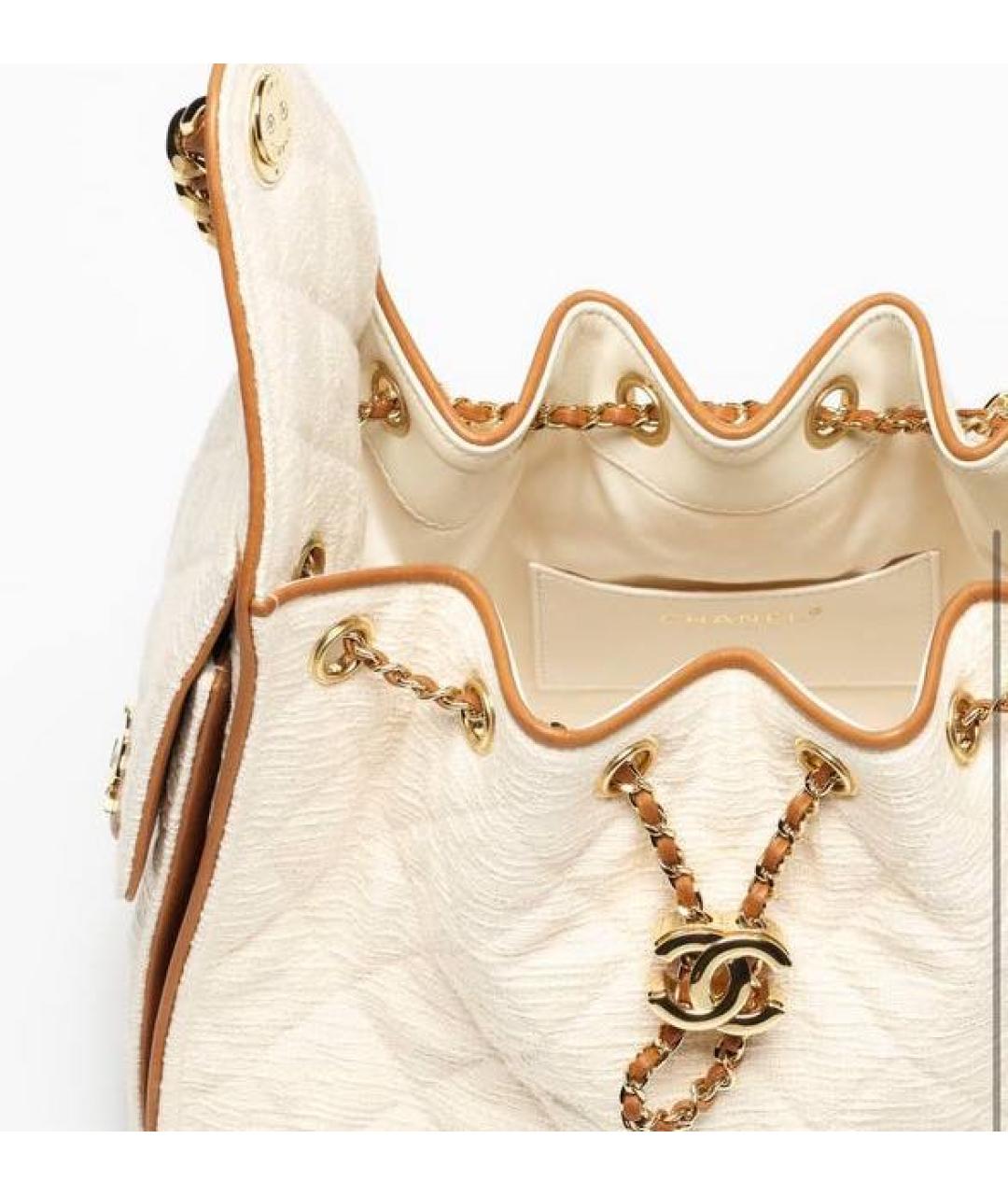 CHANEL Бежевая кожаная сумка с короткими ручками, фото 3