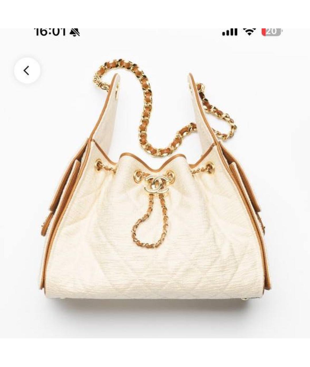 CHANEL Бежевая кожаная сумка с короткими ручками, фото 4