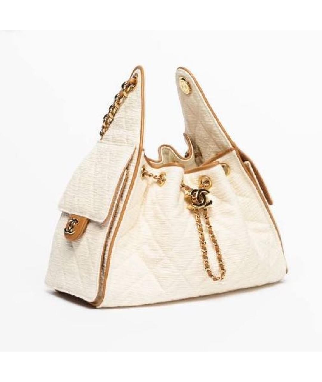 CHANEL Бежевая кожаная сумка с короткими ручками, фото 2