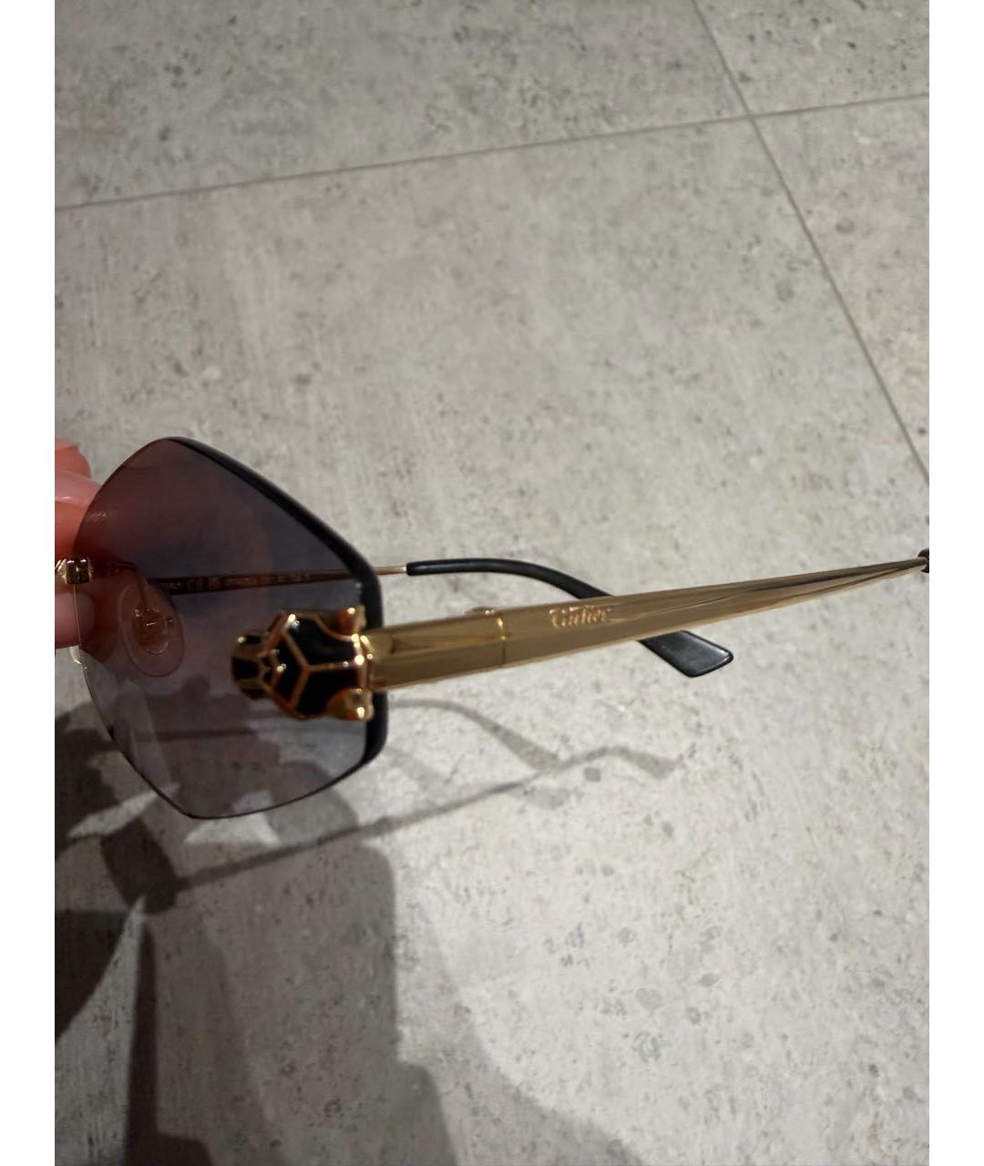 CARTIER Коричневые металлические солнцезащитные очки, фото 3