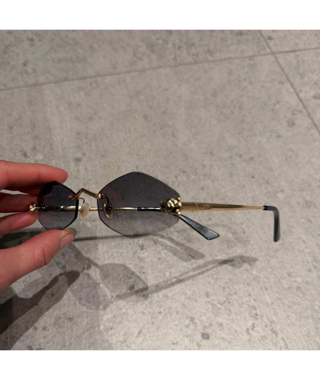 CARTIER Коричневые металлические солнцезащитные очки, фото 2