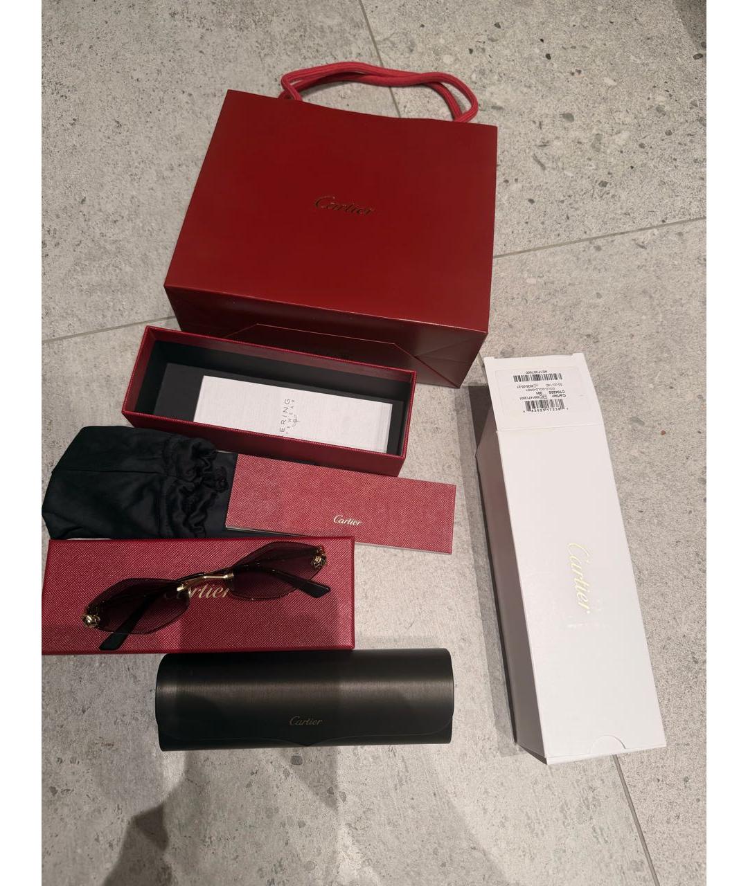 CARTIER Коричневые металлические солнцезащитные очки, фото 4