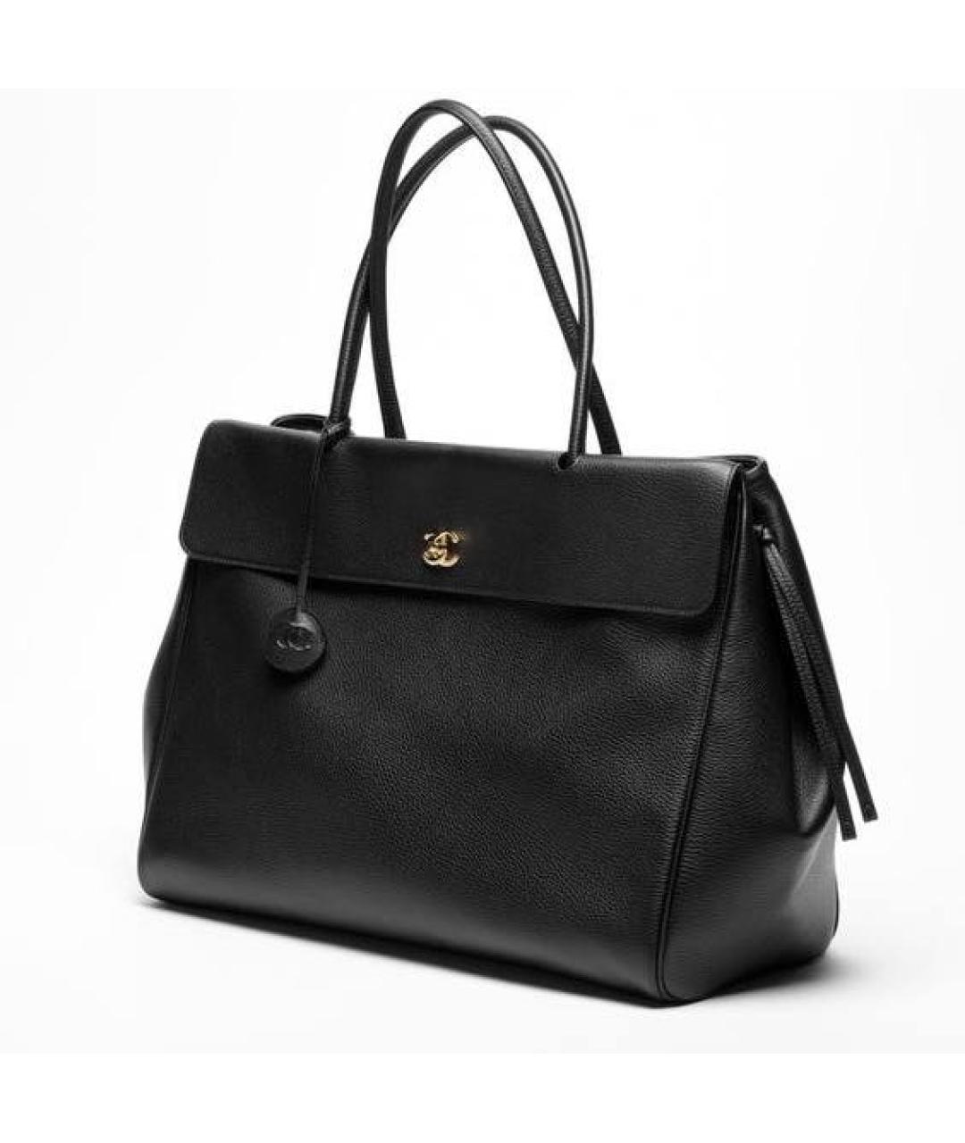 CHANEL Черная кожаная сумка с короткими ручками, фото 3