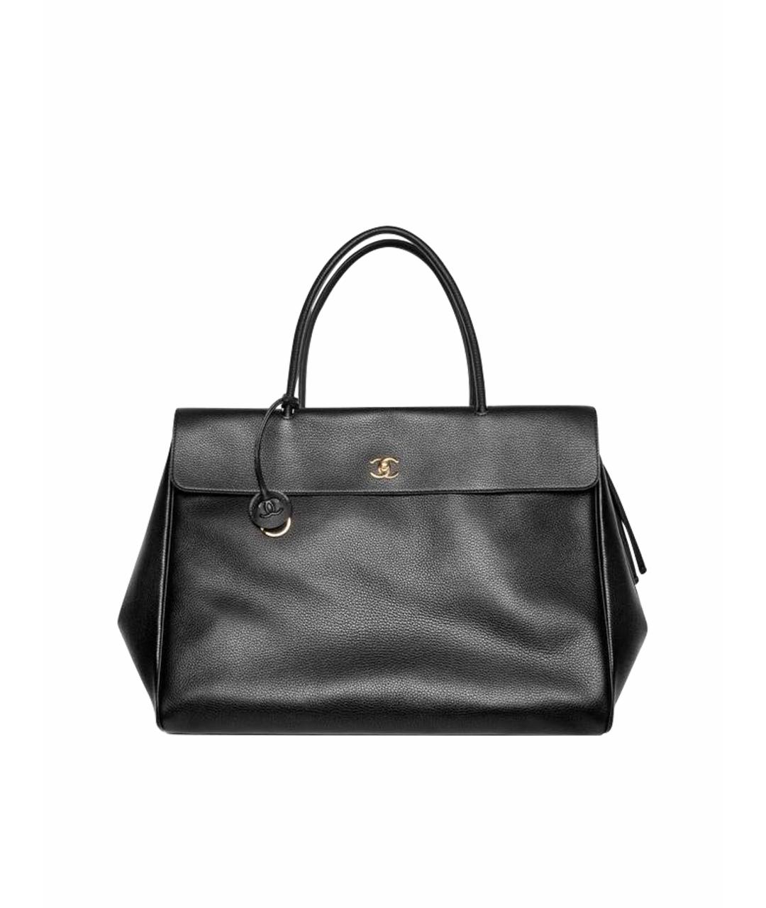 CHANEL Черная кожаная сумка с короткими ручками, фото 1