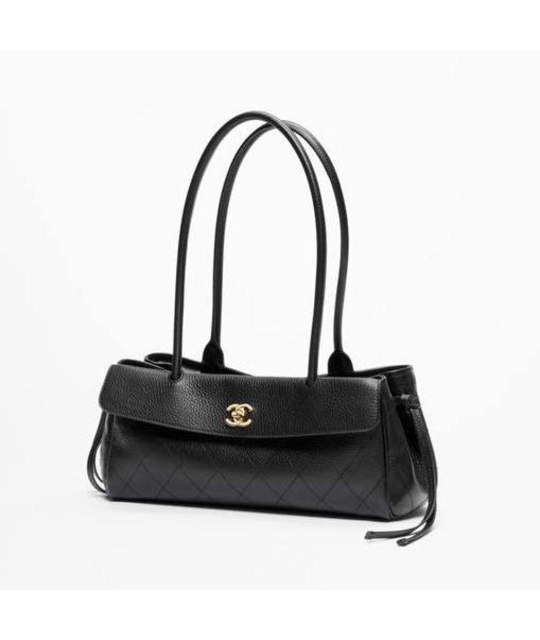 CHANEL Черная кожаная сумка с короткими ручками, фото 2