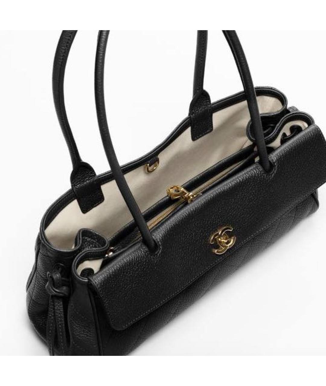 CHANEL Черная кожаная сумка с короткими ручками, фото 3