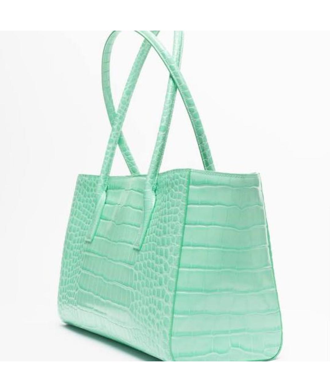 CHANEL Бирюзовая кожаная сумка с короткими ручками, фото 4