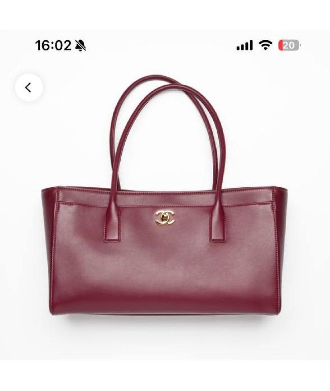 CHANEL Бордовая кожаная сумка с короткими ручками, фото 3