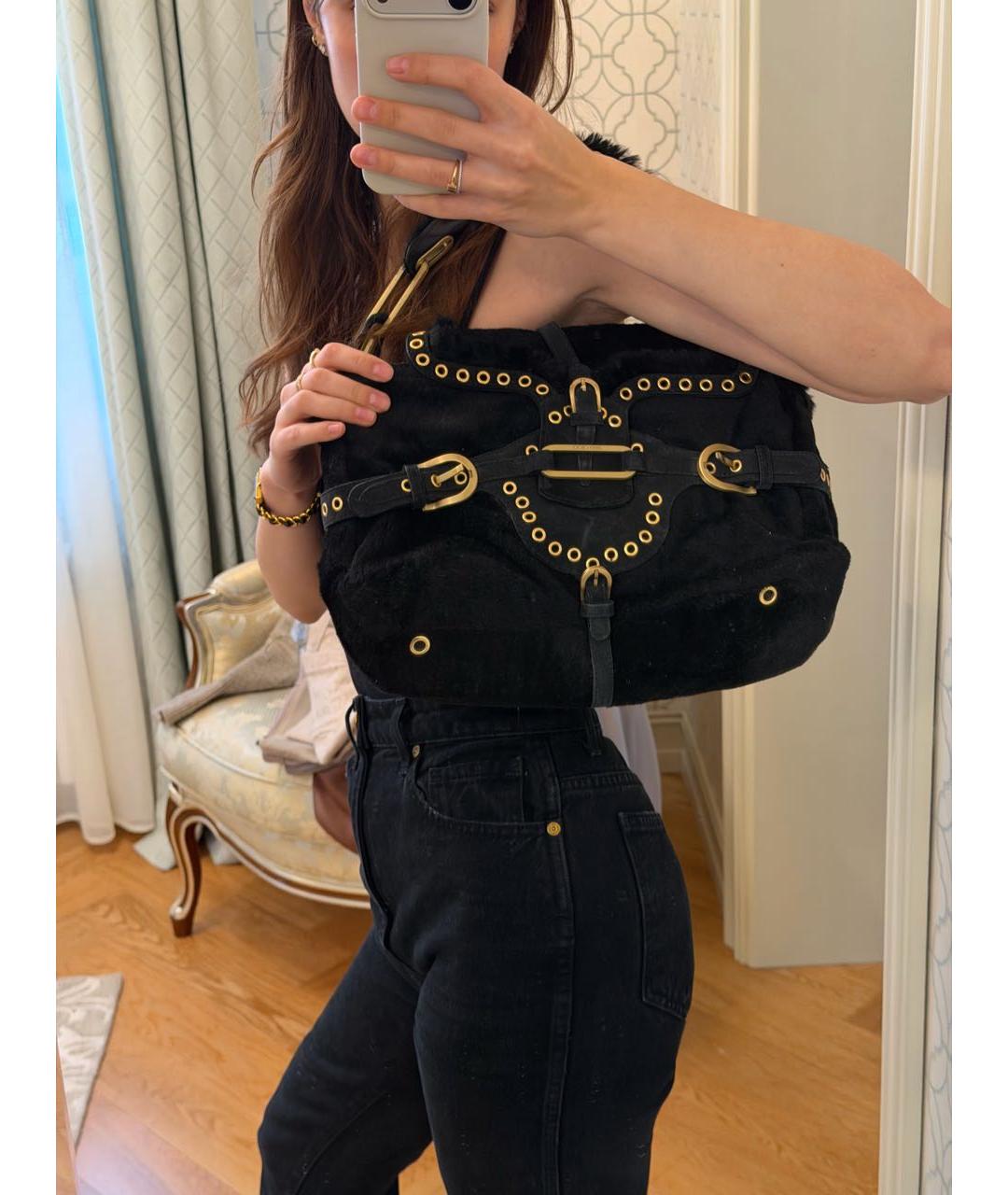 JIMMY CHOO Черная замшевая сумка с короткими ручками, фото 4