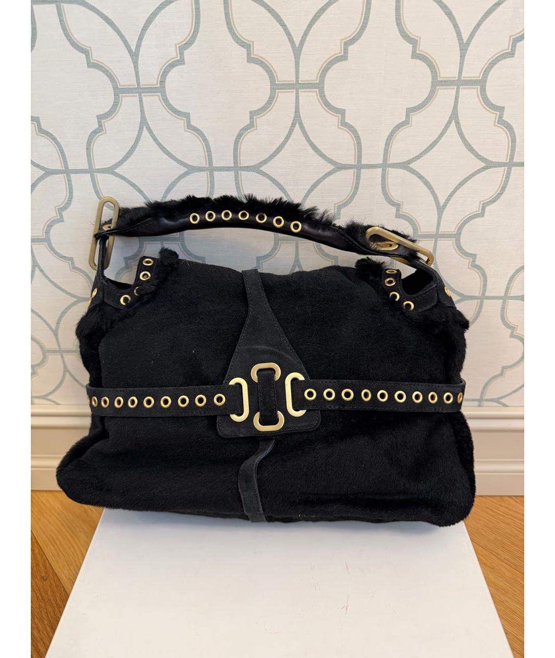 JIMMY CHOO Черная замшевая сумка с короткими ручками, фото 2