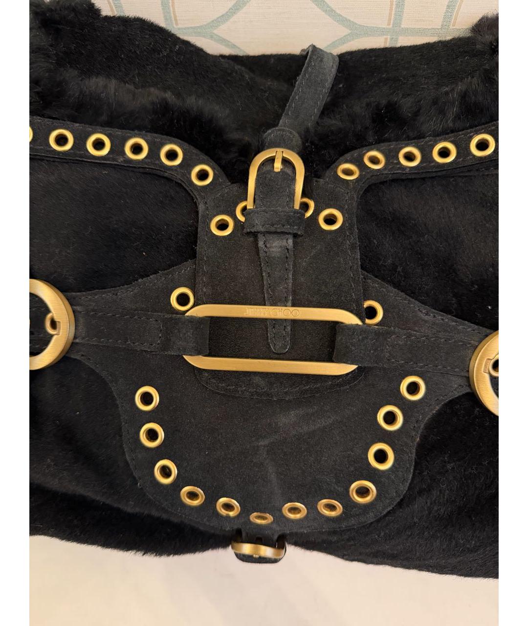 JIMMY CHOO Черная замшевая сумка с короткими ручками, фото 3