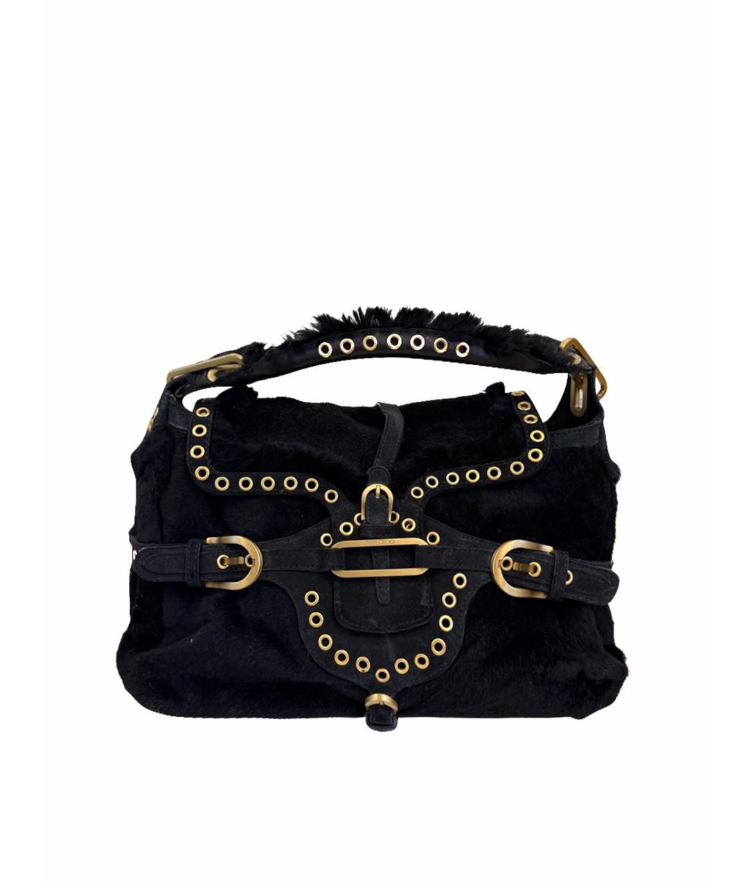 JIMMY CHOO Черная замшевая сумка с короткими ручками, фото 1