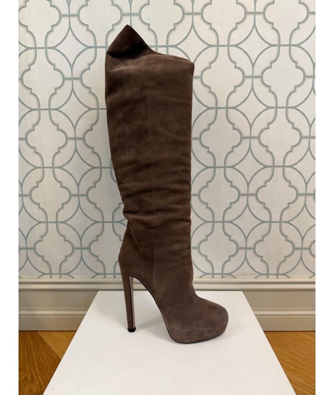 PRADA Коричневые замшевые сапоги, фото 6