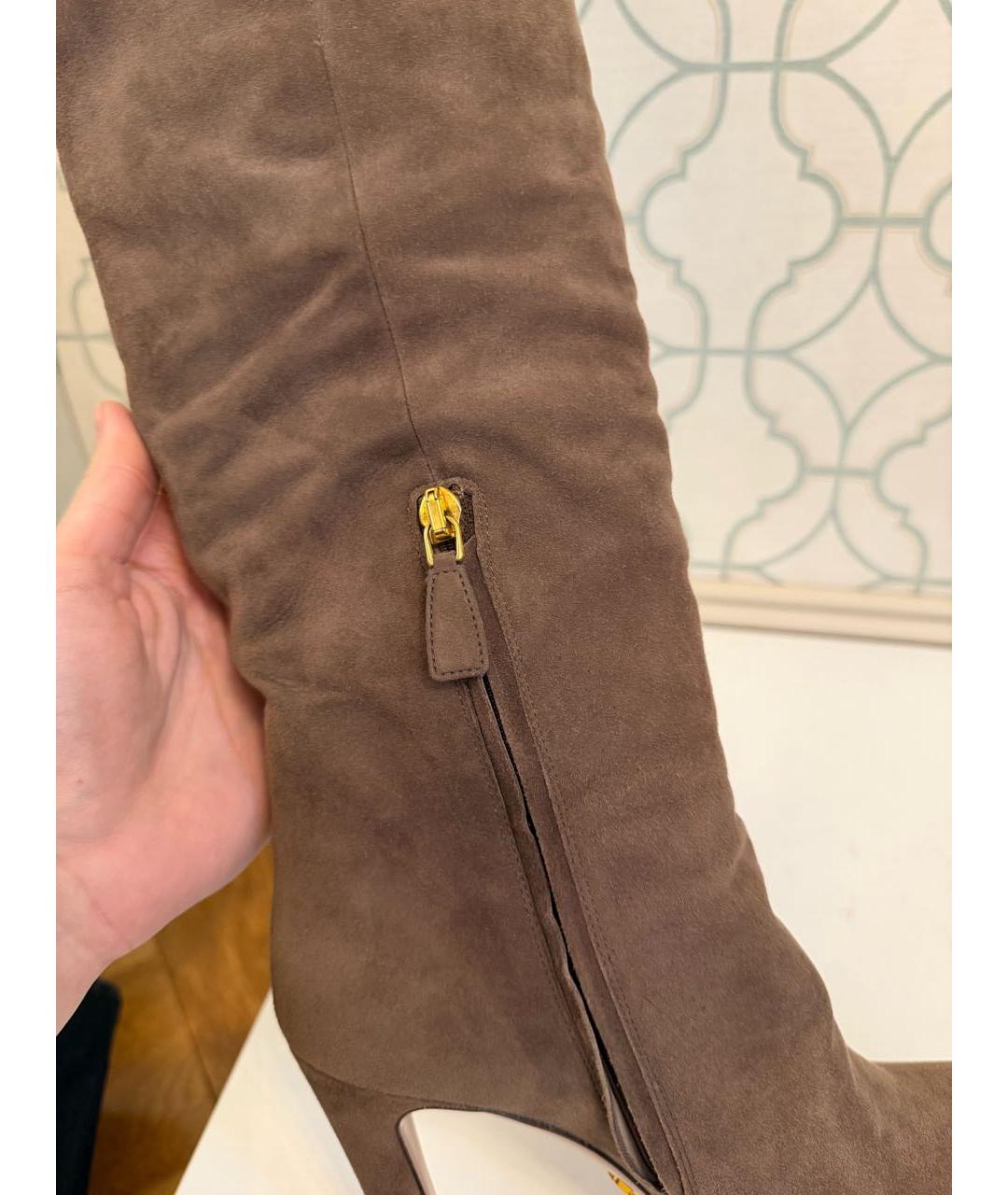 PRADA Коричневые замшевые сапоги, фото 5