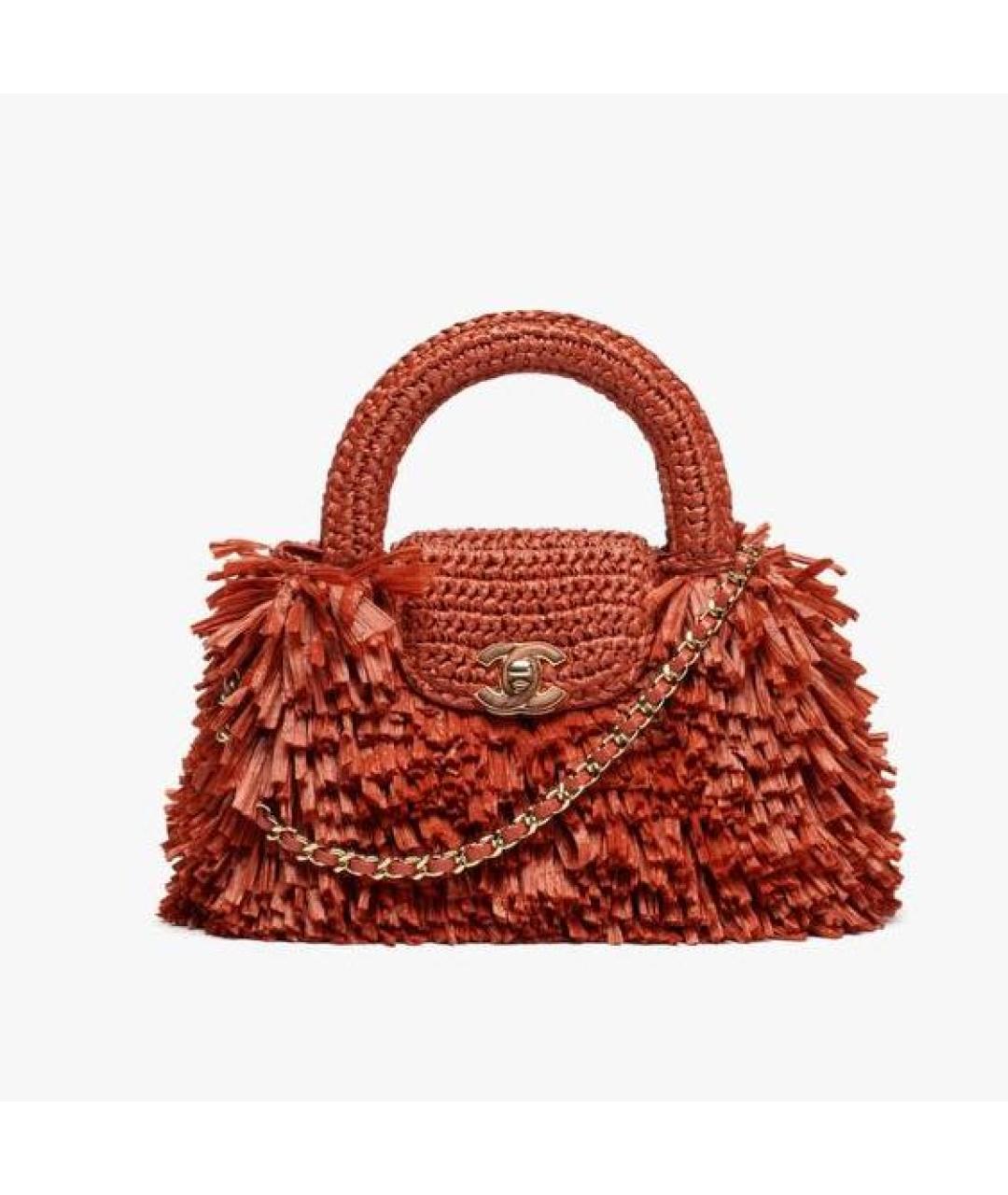 CHANEL Красная сумка с короткими ручками, фото 3