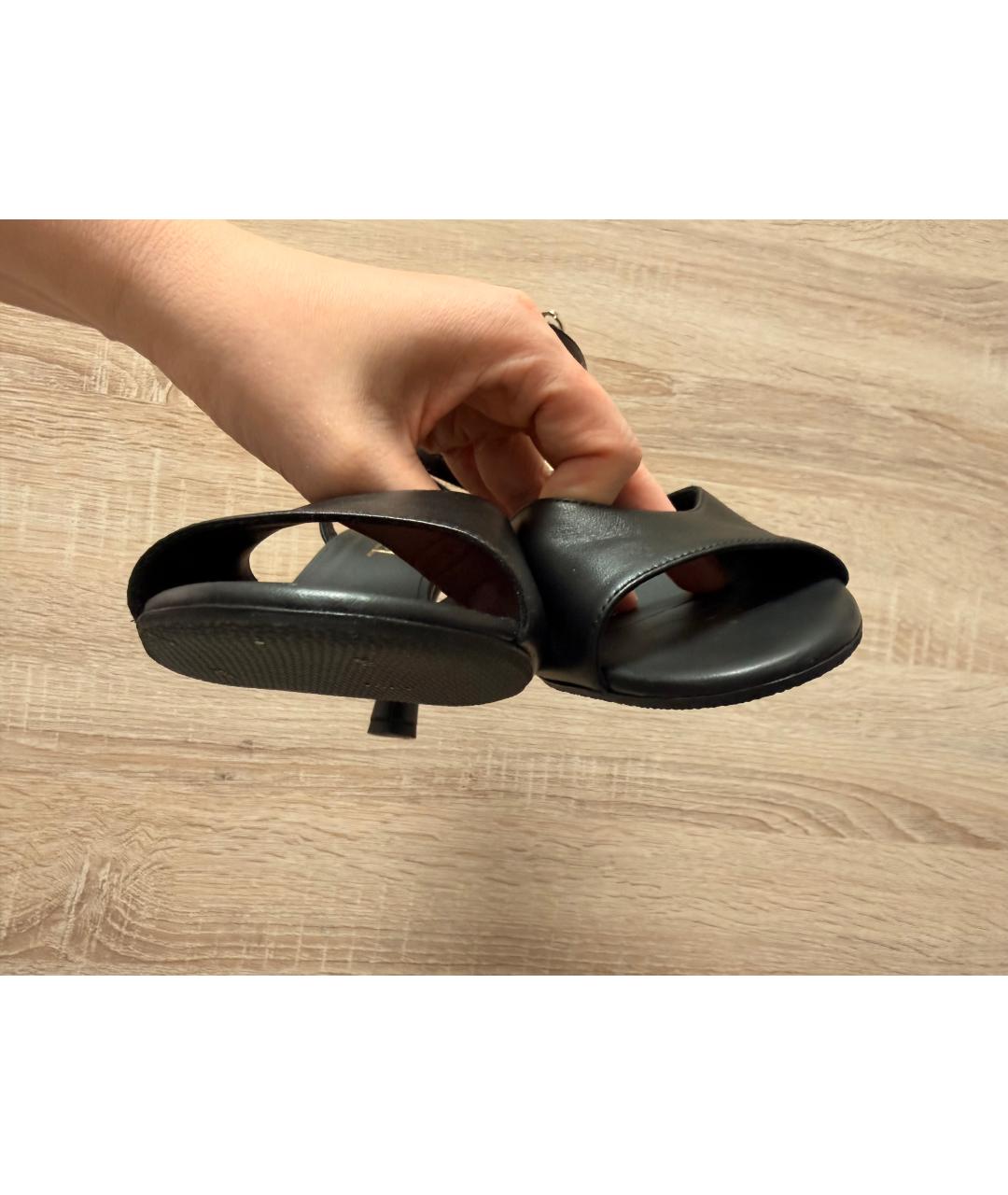 CHANEL Черные кожаные босоножки, фото 5