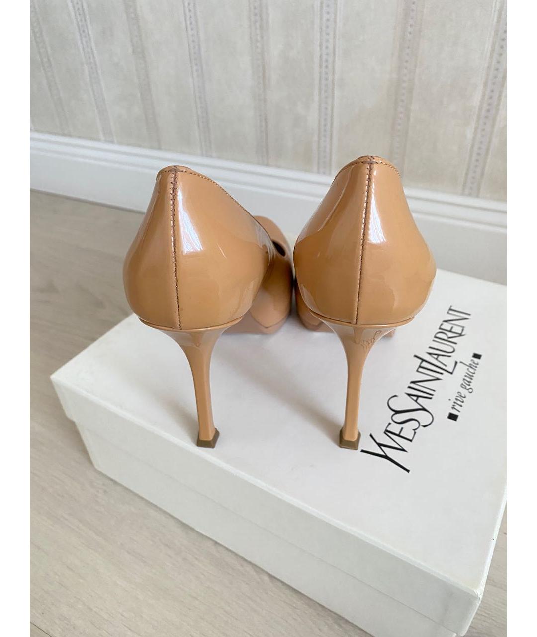 SAINT LAURENT Бежевые кожаные туфли, фото 3