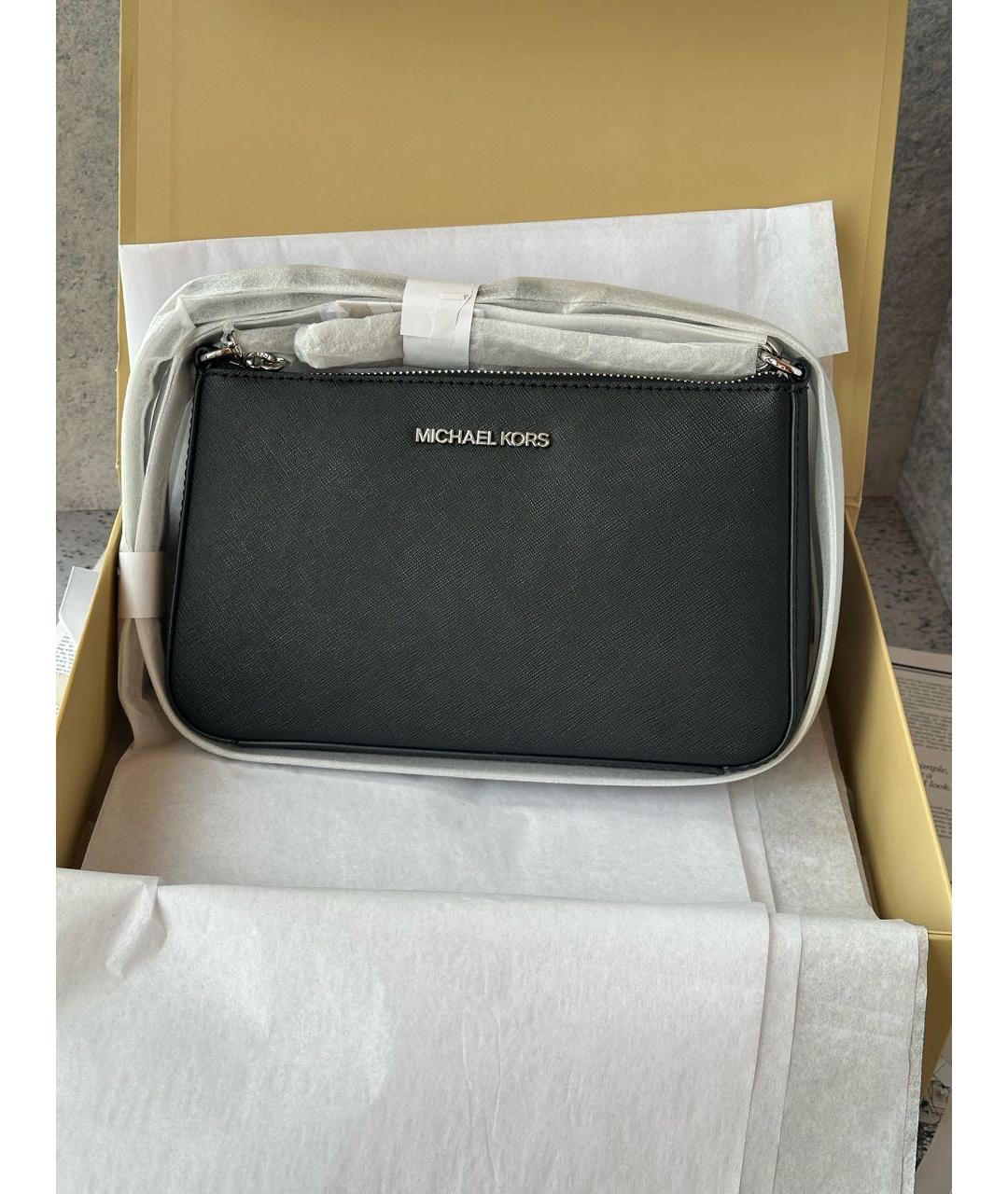 MICHAEL MICHAEL KORS Черная кожаная сумка с короткими ручками, фото 4