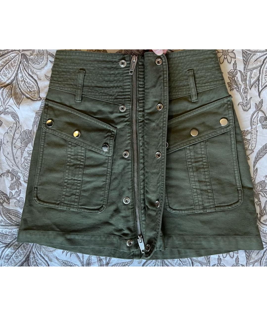 THE KOOPLES Хаки хлопковая юбка мини, фото 2