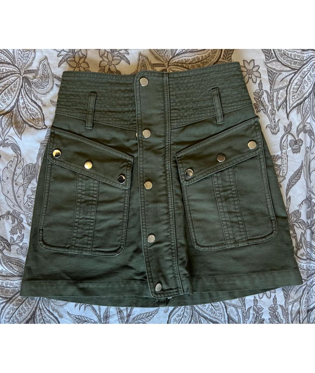THE KOOPLES Хаки хлопковая юбка мини, фото 8