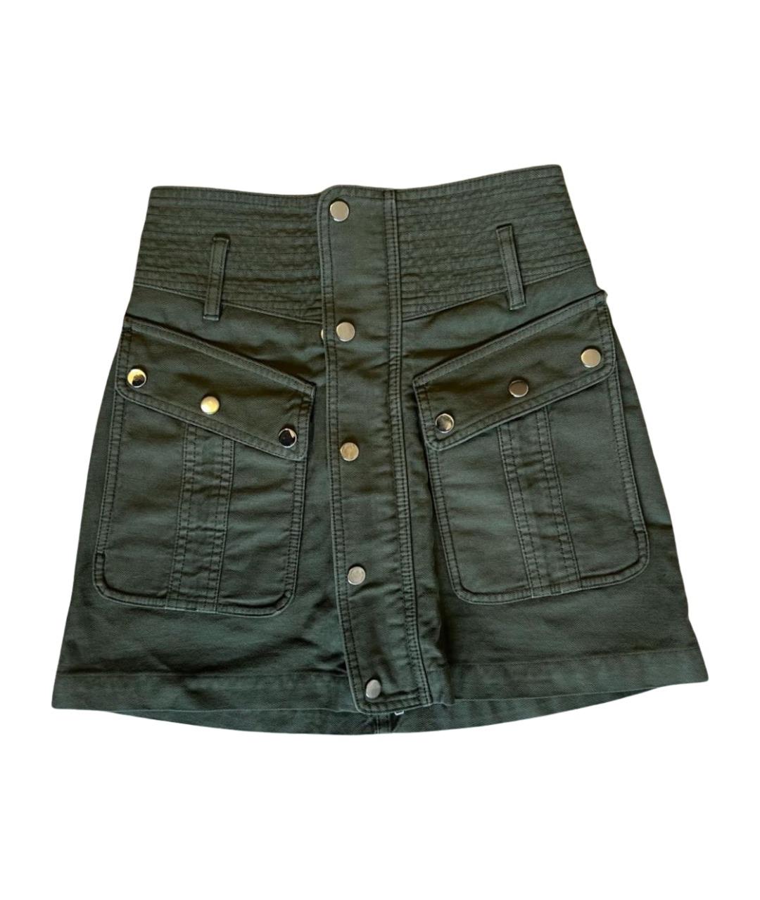 THE KOOPLES Хаки хлопковая юбка мини, фото 1
