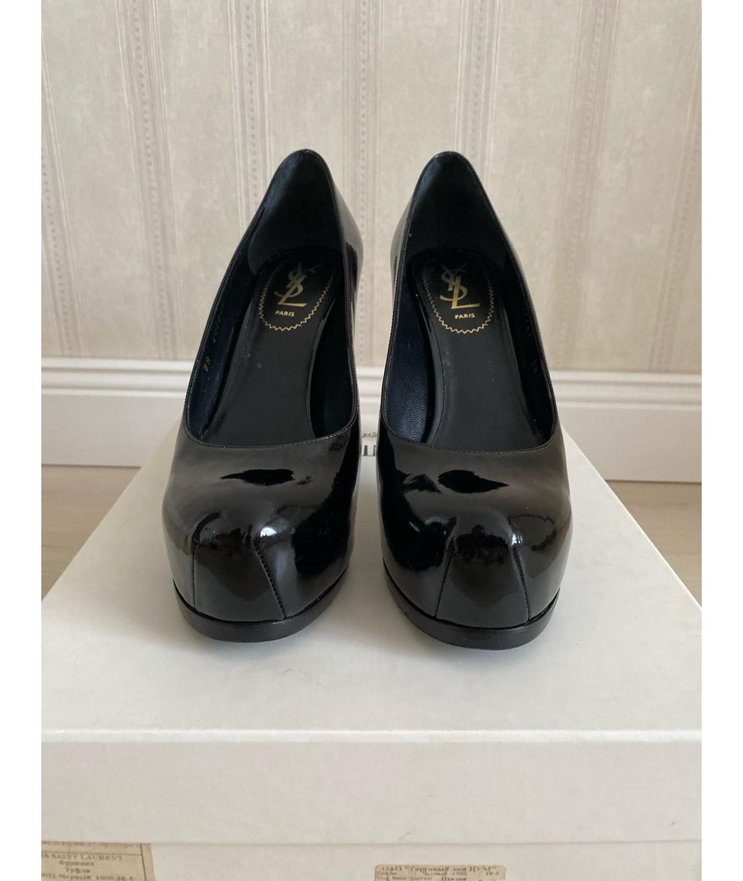 SAINT LAURENT Черные кожаные туфли, фото 2