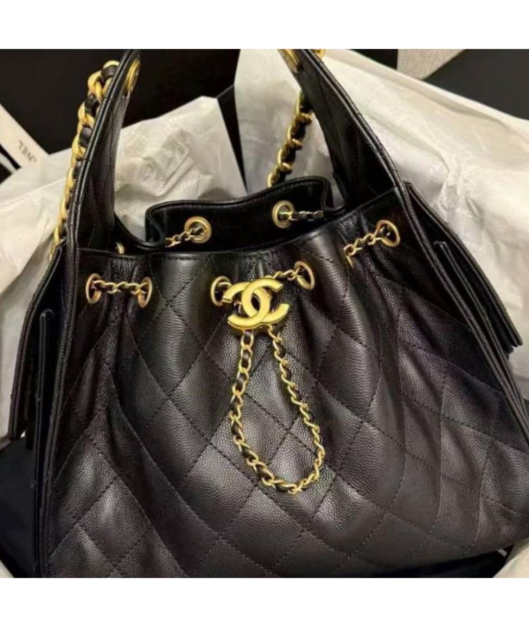 CHANEL Черная кожаная сумка тоут, фото 1