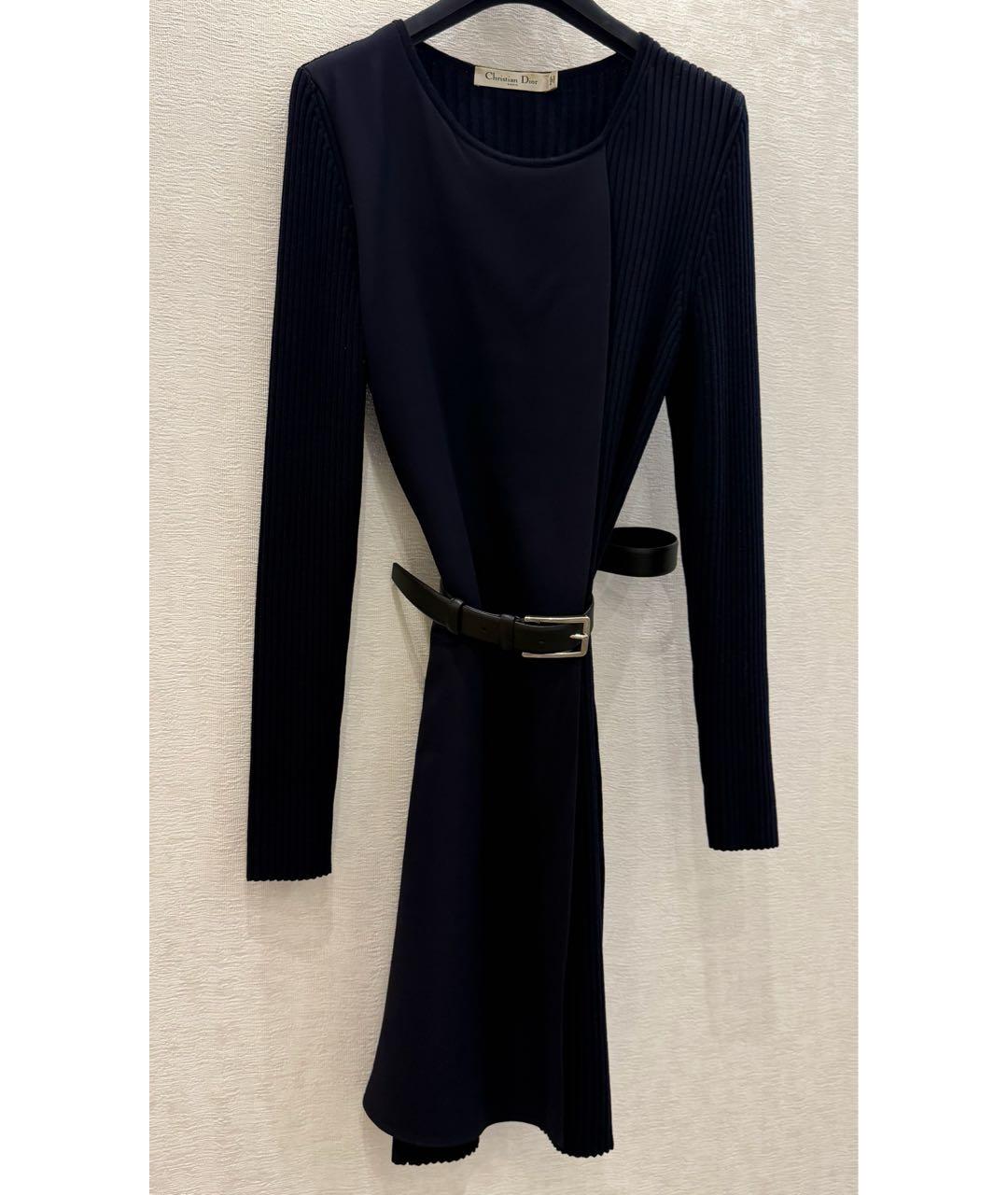 CHRISTIAN DIOR Темно-синее шерстяное повседневное платье, фото 9