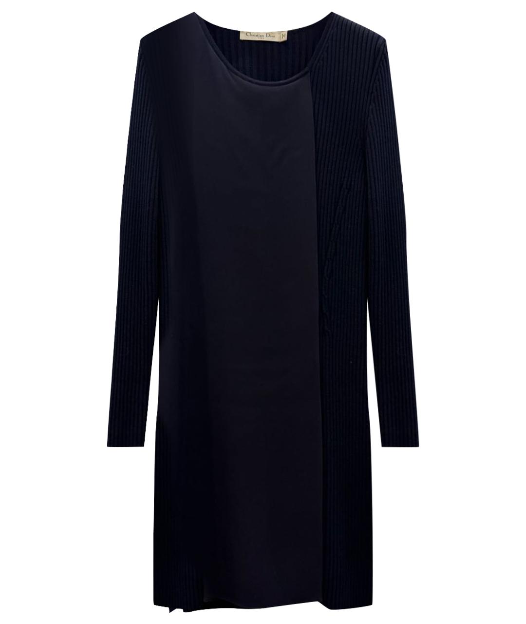 CHRISTIAN DIOR Темно-синее шерстяное повседневное платье, фото 1