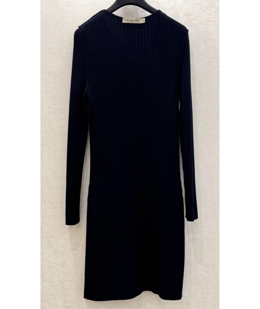 CHRISTIAN DIOR Темно-синее шерстяное повседневное платье, фото 3