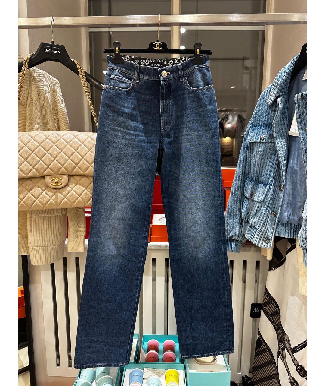 CHANEL Синие хлопковые прямые джинсы, фото 7