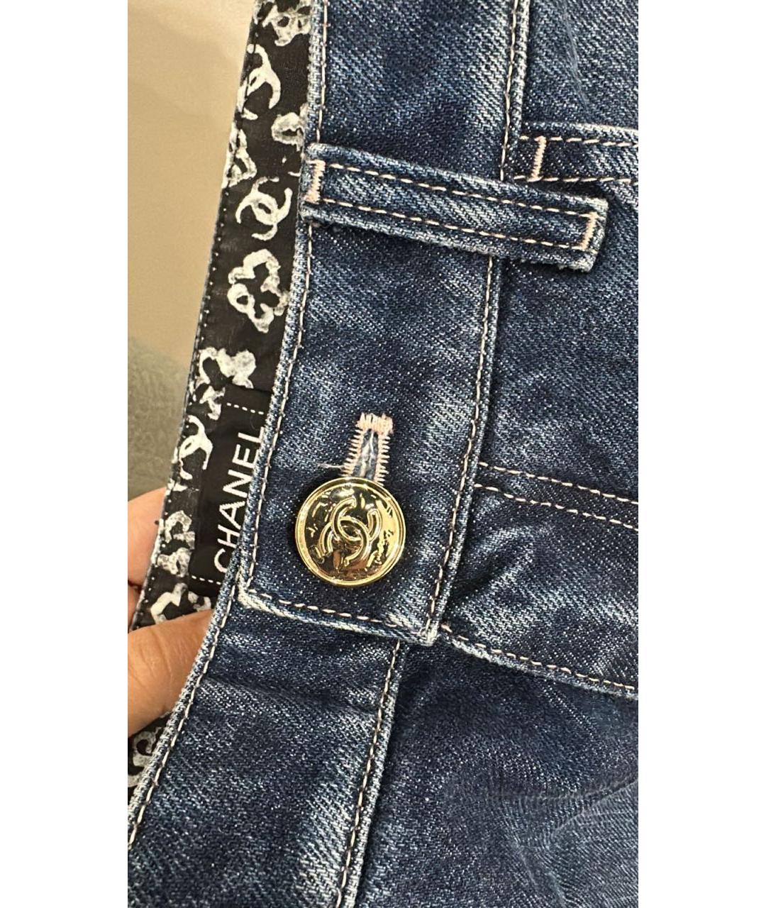 CHANEL Синие хлопковые прямые джинсы, фото 3