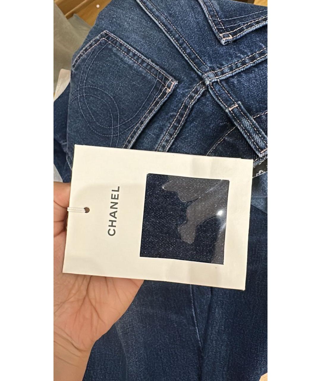 CHANEL Синие хлопковые прямые джинсы, фото 6