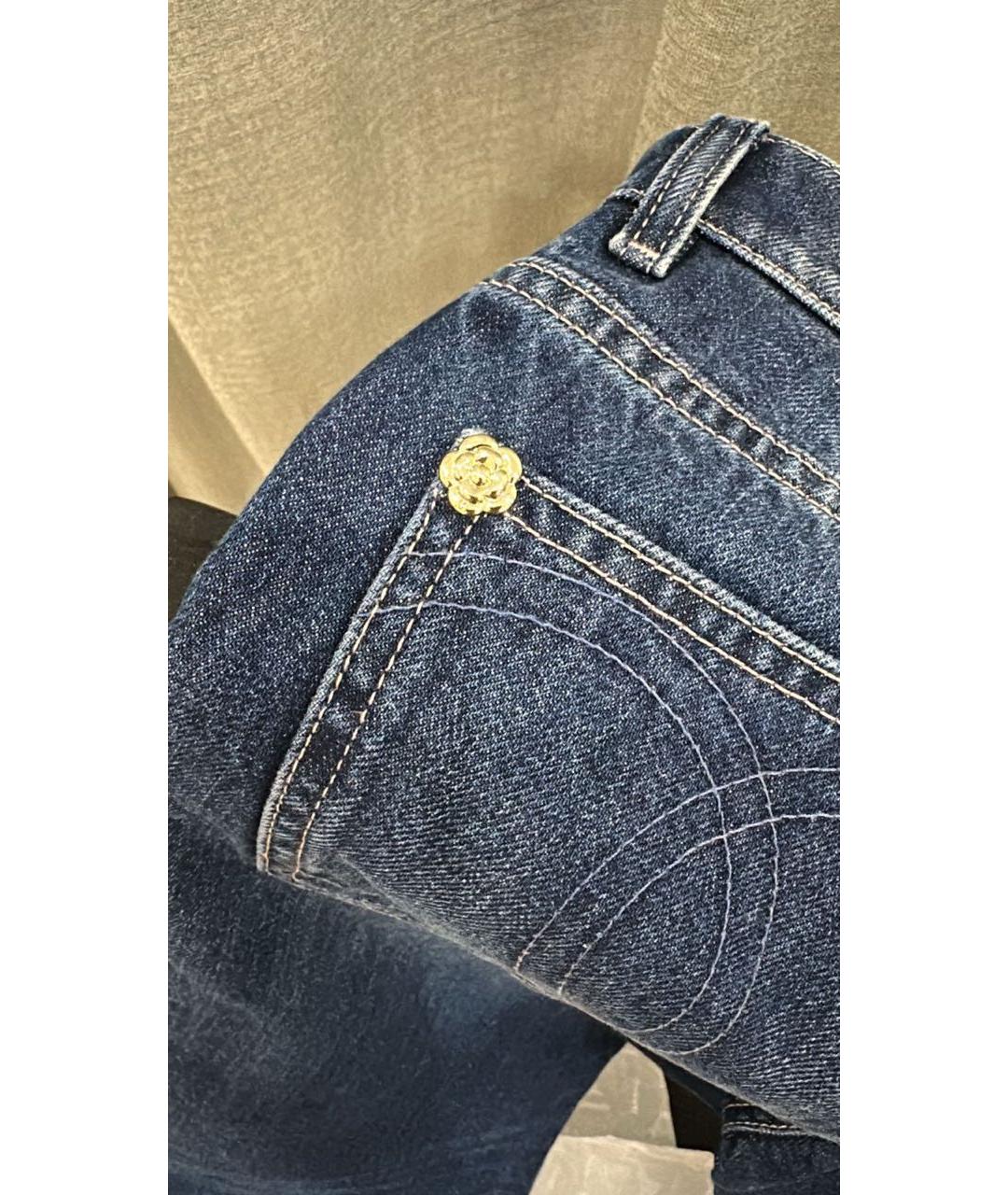 CHANEL Синие хлопковые прямые джинсы, фото 4