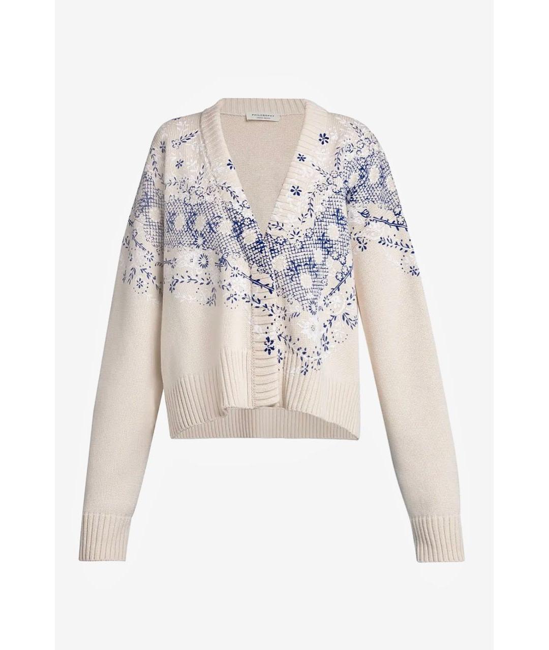 PHILOSOPHY DI LORENZO SERAFINI Бежевый хлопковый кардиган, фото 5