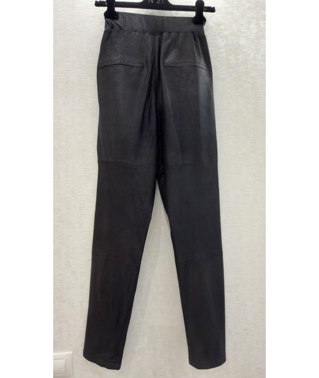 DROME Черные кожаные брюки узкие, фото 2