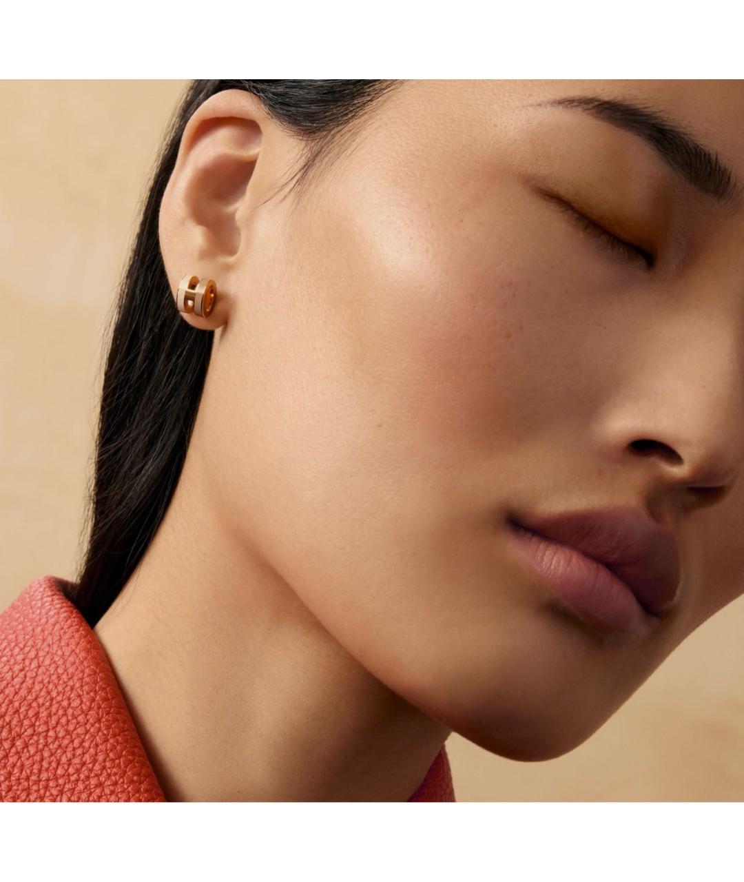 HERMES Бежевые металлические серьги, фото 2