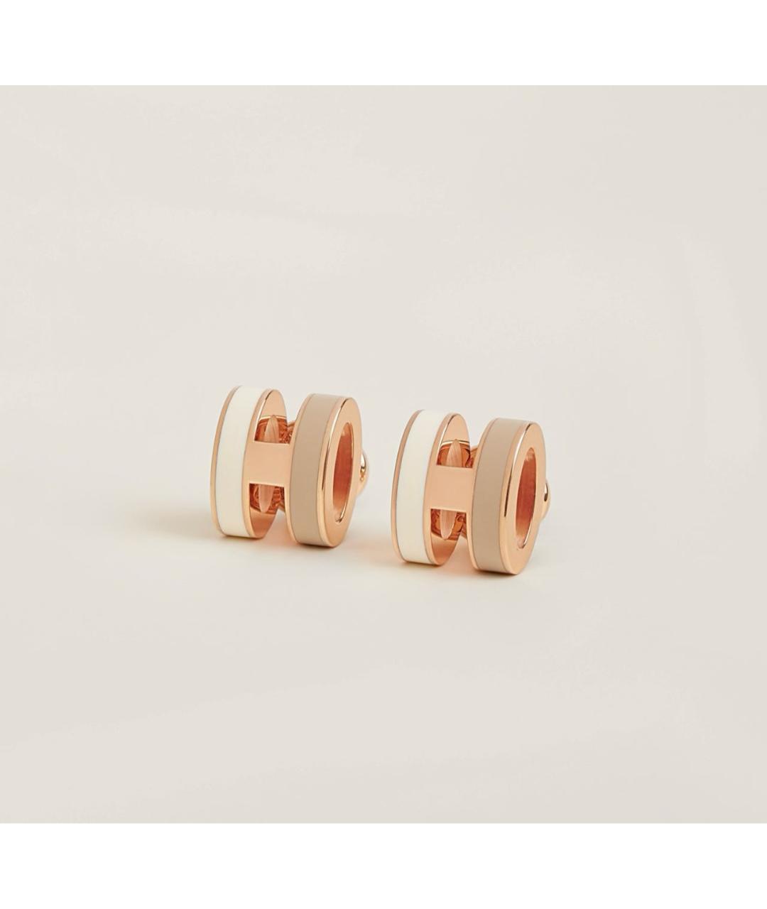 HERMES Бежевые металлические серьги, фото 4