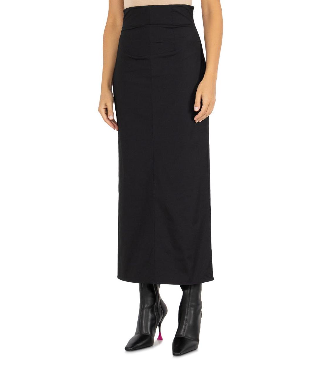 PHILOSOPHY DI LORENZO SERAFINI Черная полиамидовая юбка миди, фото 3