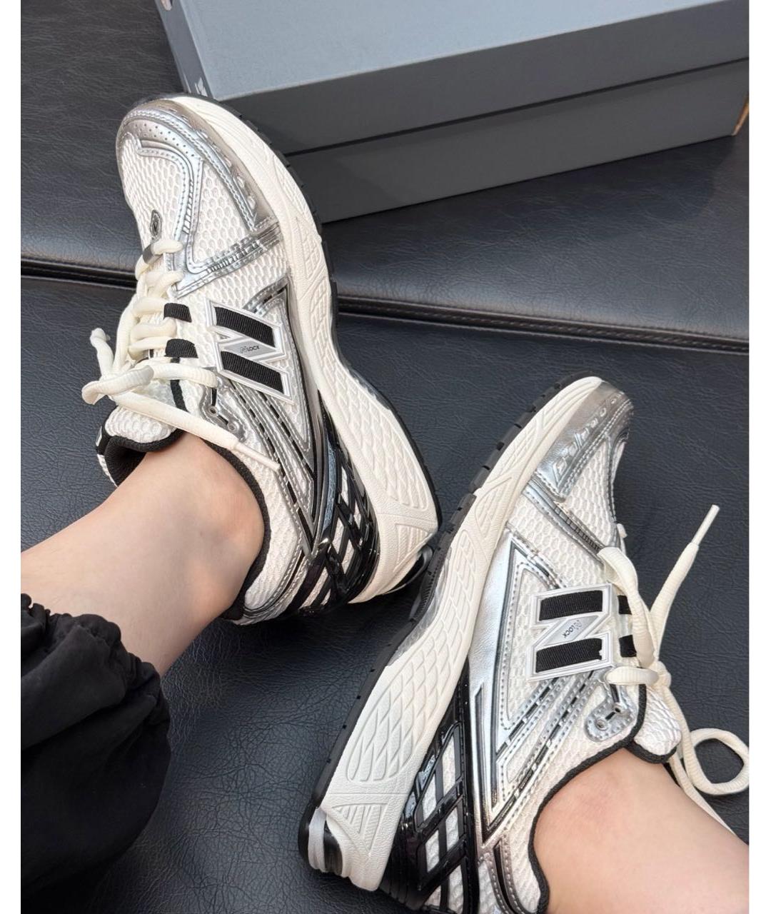 NEW BALANCE Белые текстильные кроссовки, фото 3