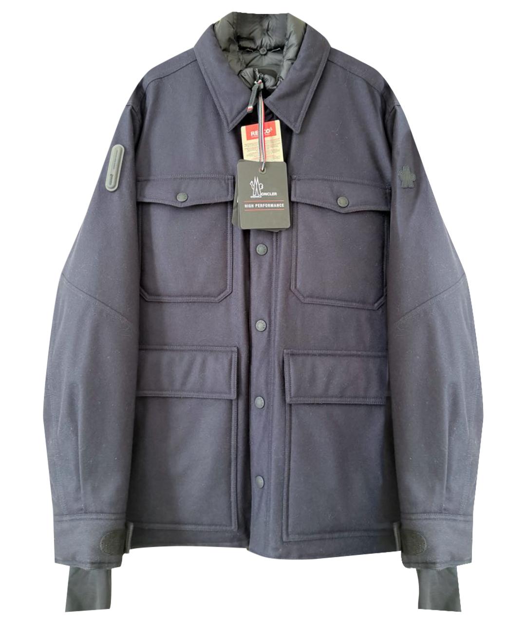 MONCLER Темно-синий полиэстеровый пуховик, фото 1