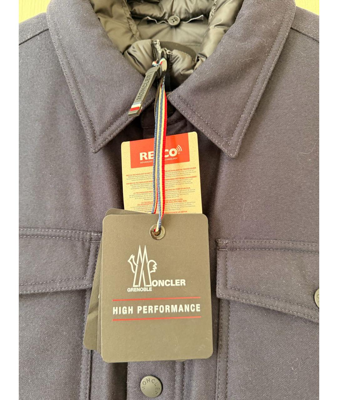 MONCLER Темно-синий полиэстеровый пуховик, фото 8