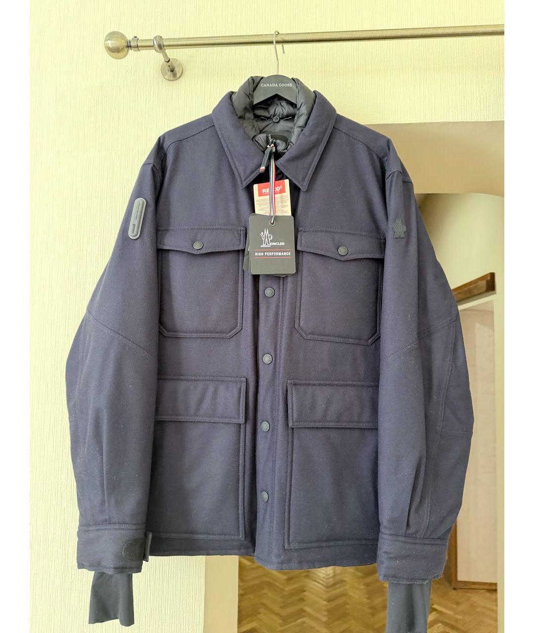 MONCLER Темно-синий полиэстеровый пуховик, фото 9