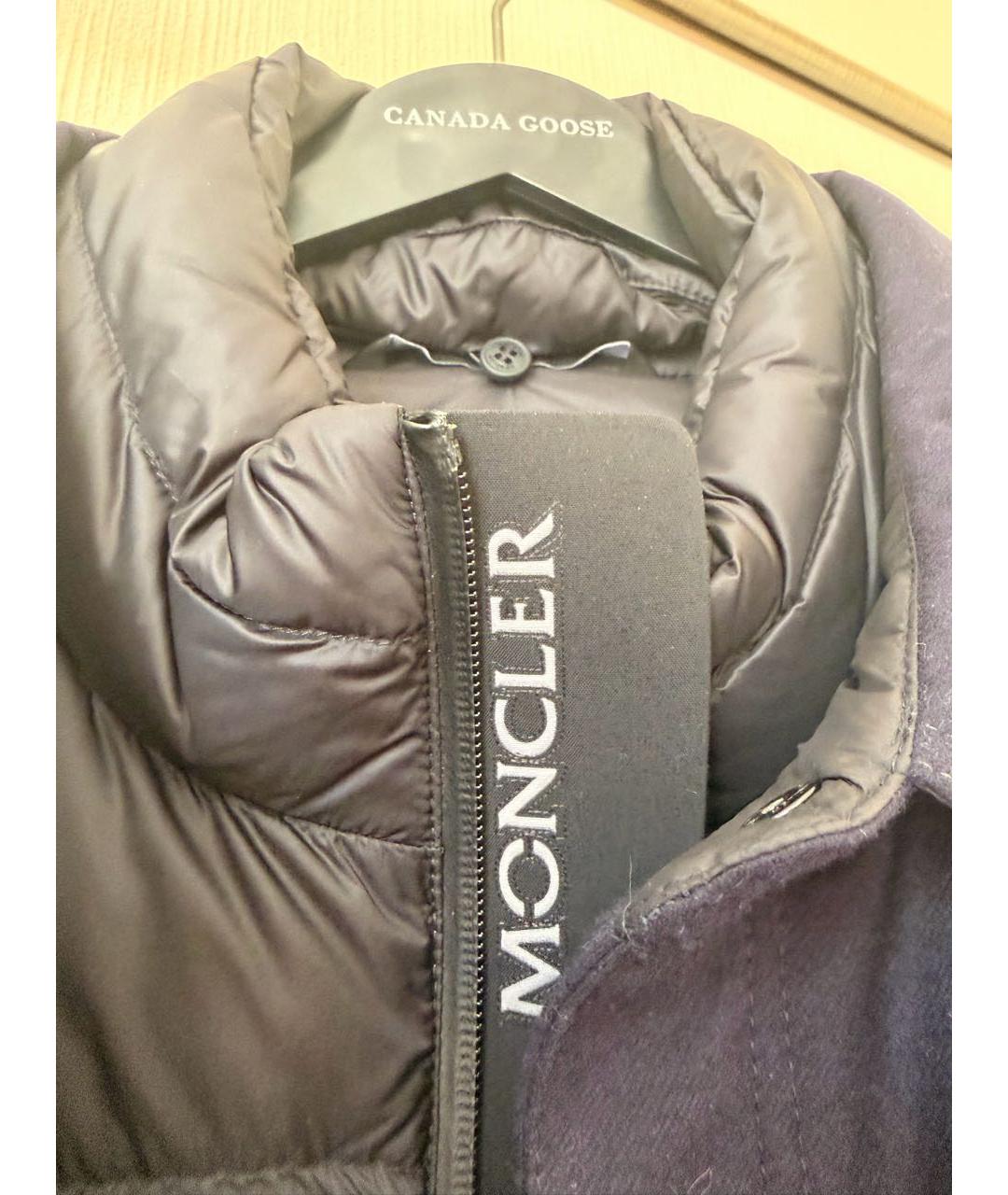 MONCLER Темно-синий полиэстеровый пуховик, фото 3