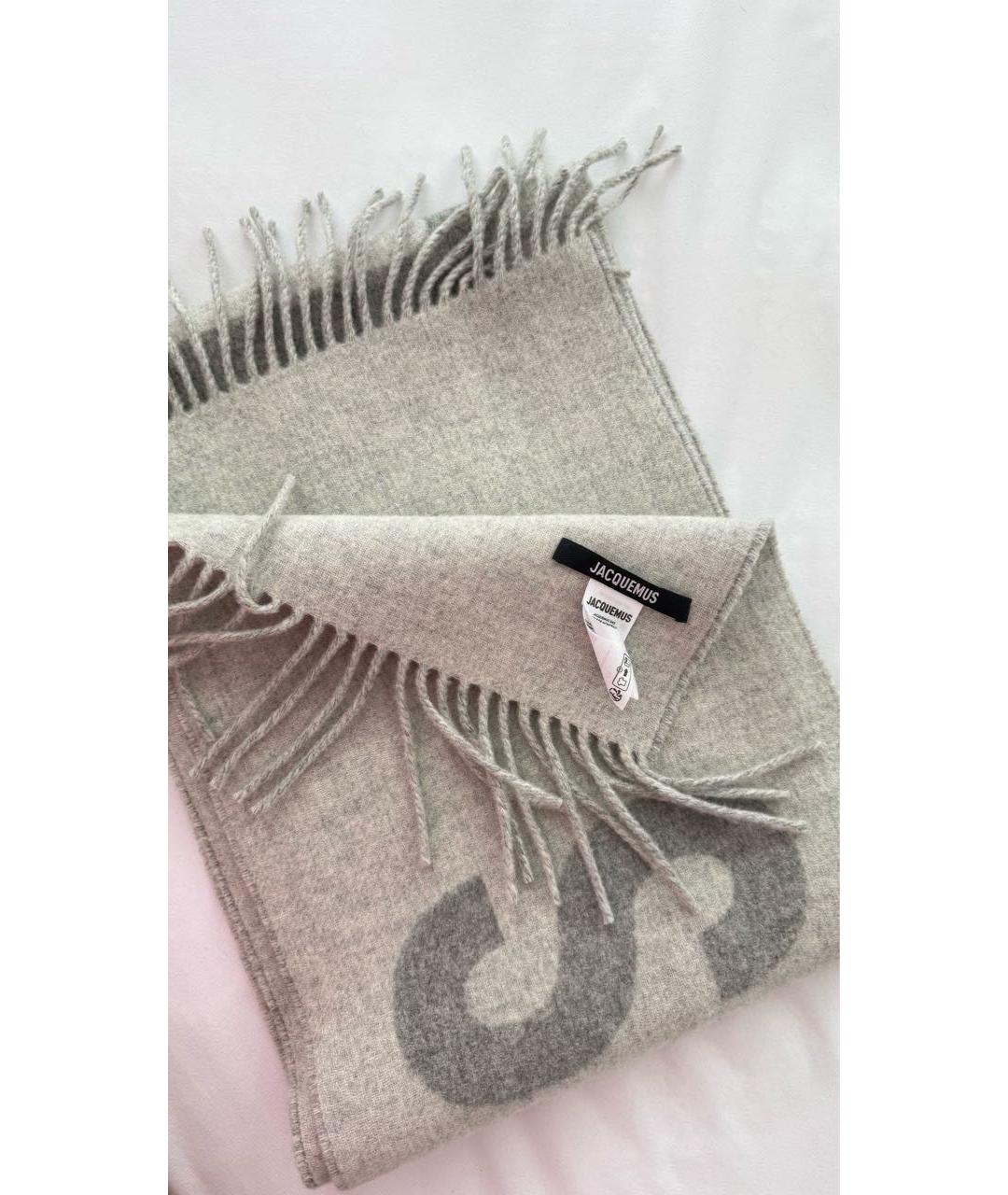 JACQUEMUS Серый шерстяной шарф, фото 2