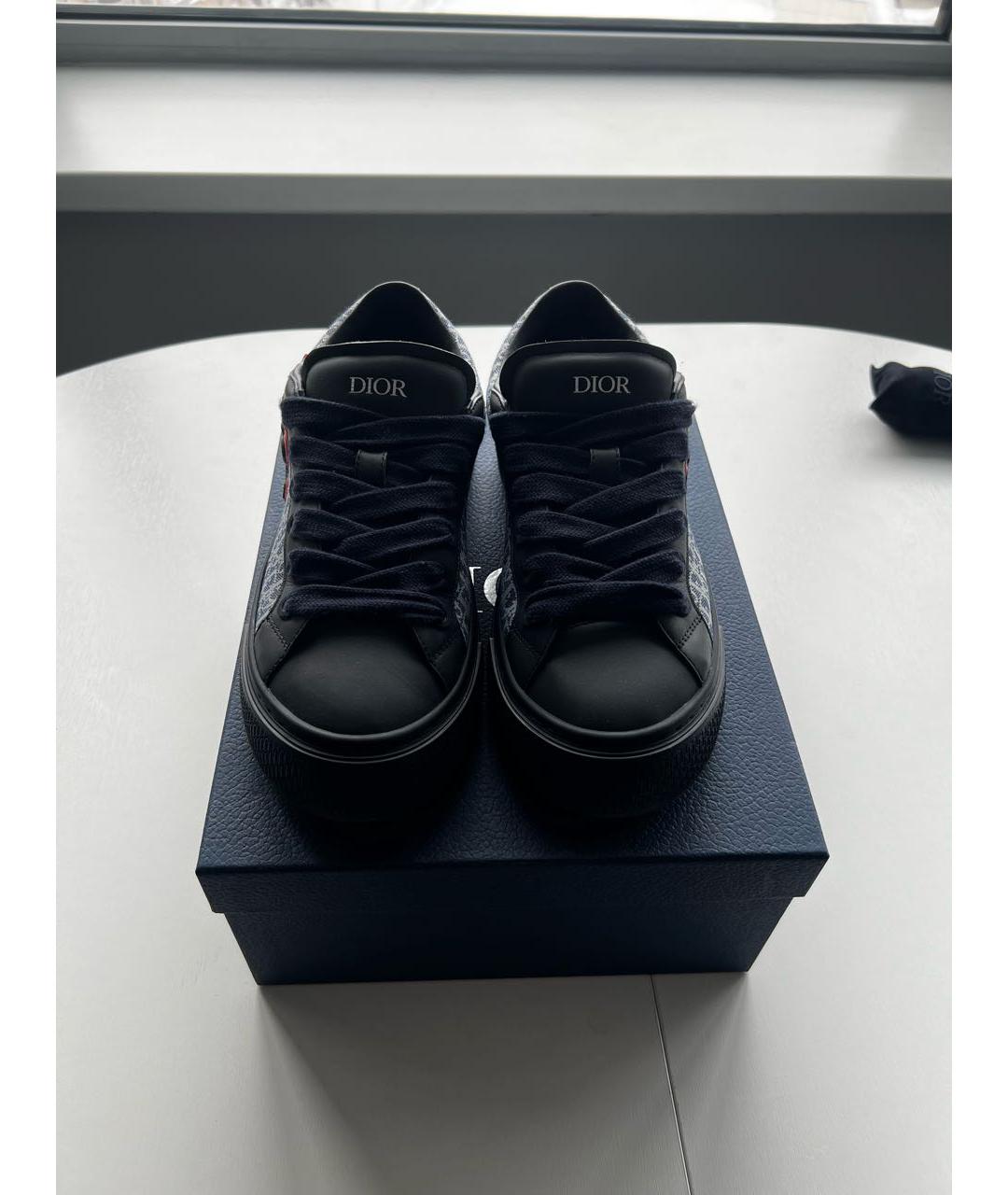 CHRISTIAN DIOR Темно-синие кожаные низкие кроссовки / кеды, фото 2