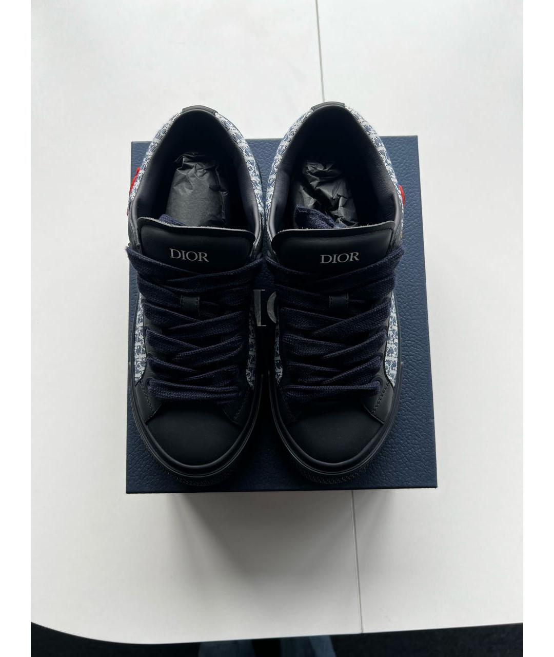 CHRISTIAN DIOR Темно-синие кожаные низкие кроссовки / кеды, фото 3