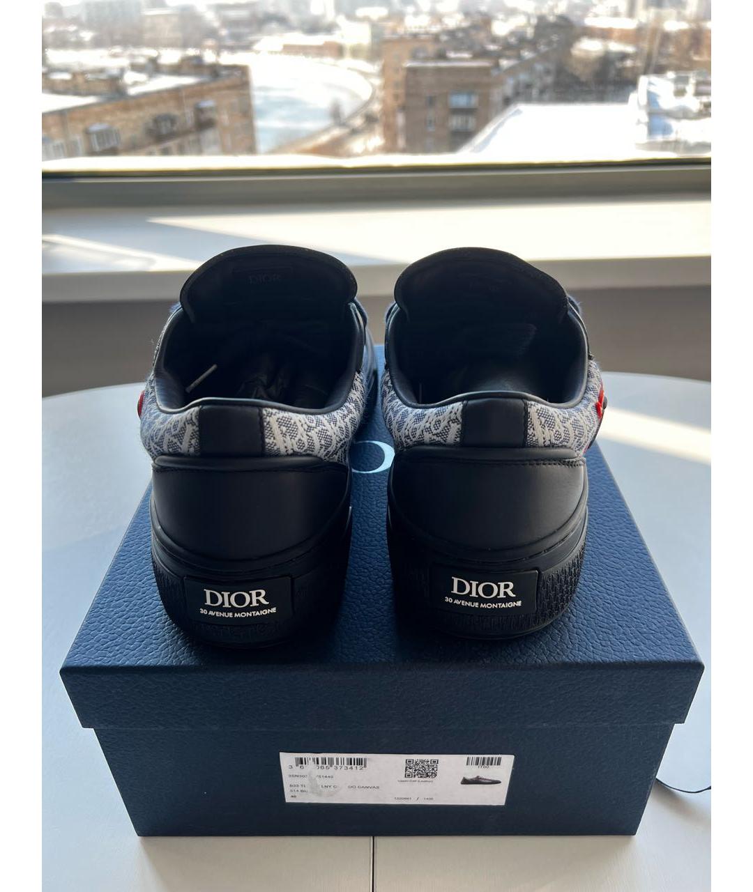 CHRISTIAN DIOR Темно-синие кожаные низкие кроссовки / кеды, фото 4