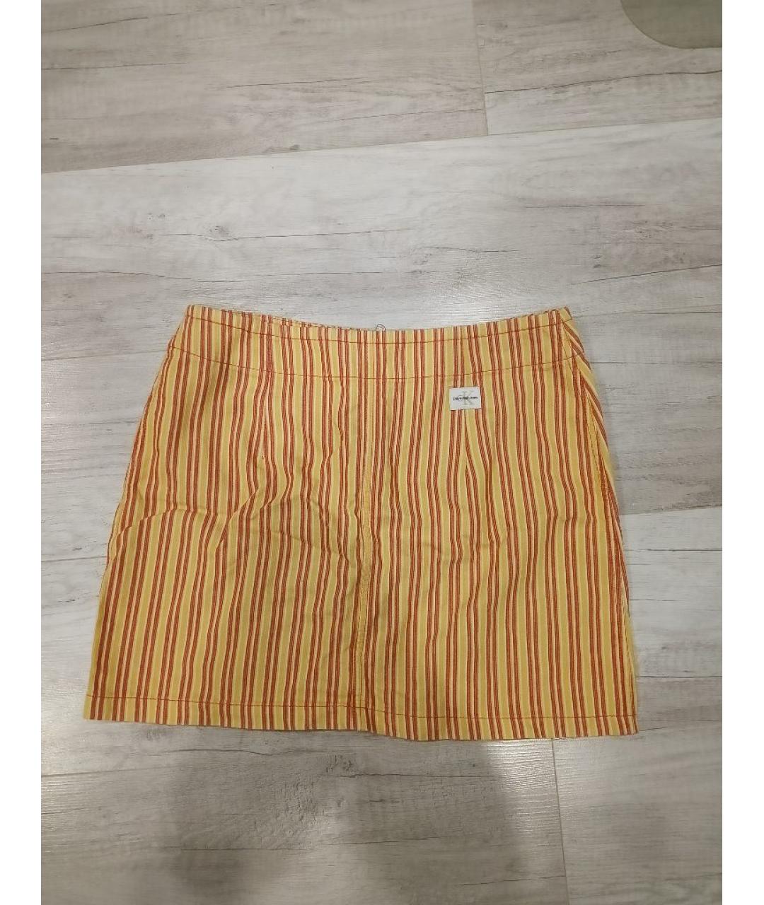 CALVIN KLEIN JEANS Оранжевая хлопковая юбка мини, фото 7